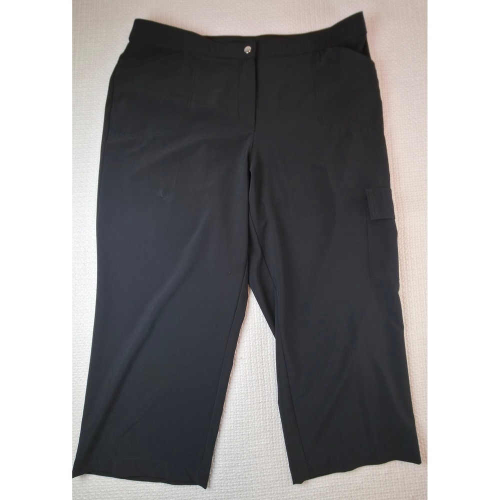 Chico's Crop Pants Womens 2.5 Black Cargo Weekends Stretch Performance
